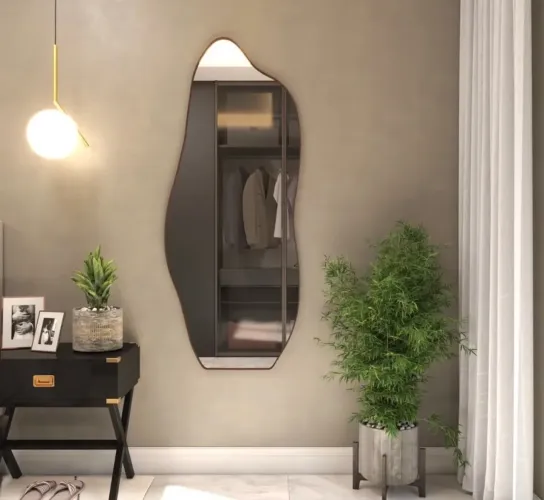 Espelho 100x50 Orgânico Corpo Inteiro Grande moldura caramelo