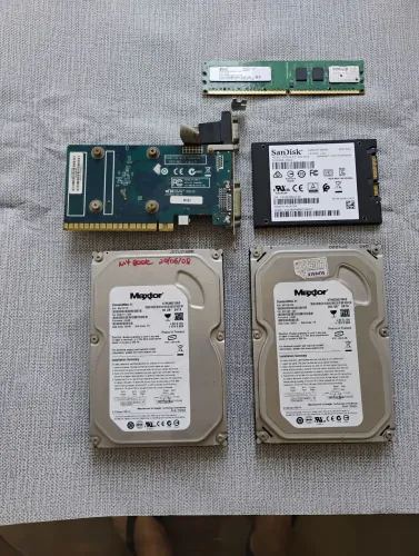 Lote Pecas PC SSD SanDisk 240GB mais Placa de Video mais 2 HDs Maxtor mais RAM