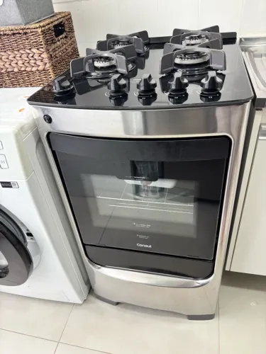 Fogão Consul 4 bocas cor Inox com mesa de vidro ÓTIMO ESTADO APENAS 7 MESES DE USO