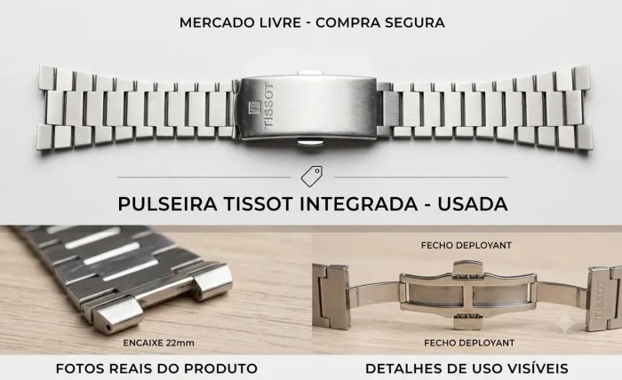 bracelete integrado aço inox Tissot