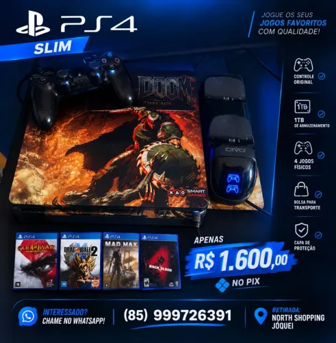 PS4 SLIM 1TB PERSONALIZADO + JOGOS 