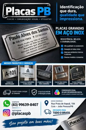 Placa de Jazigo em metal