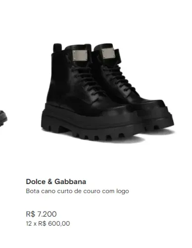 Dolce & Gabbana Bota cano curto de couro com logo