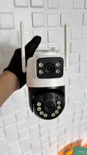 Camera de segurança lente dupla wifi giro 360