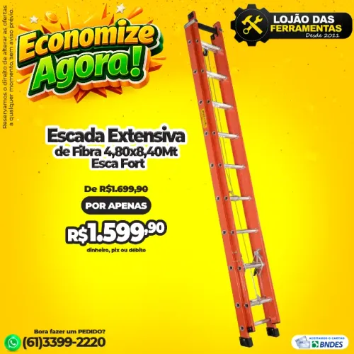 Escada Extensiva Fibra de Vidro 4,80x8,40Mt Esca Fort