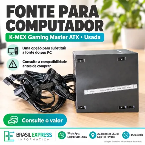 Fonte para PC K-MEX Gaming Master ATX ? 500 W nominais ? usado