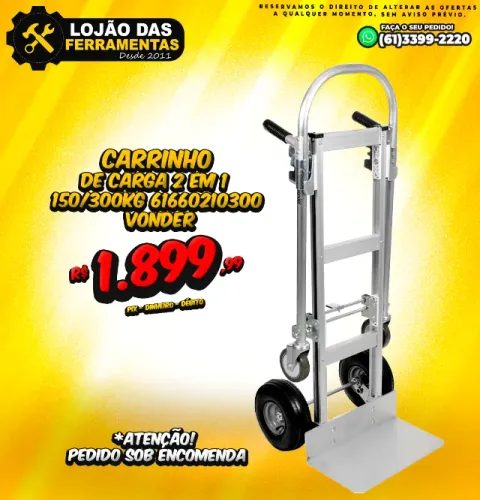 Carrinho de Carga 2 em 1 150/300Kg 61660210300 Vonder