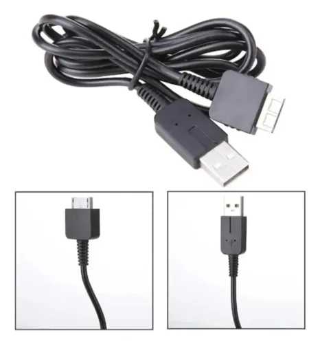 Cabo Usb 2 Em 1 P/ Ps Vita Fat Carregador + Transfere Dados