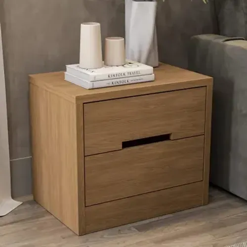 Mesa de Cabeceira 54cm com 2 Gavetas Amadeirado
