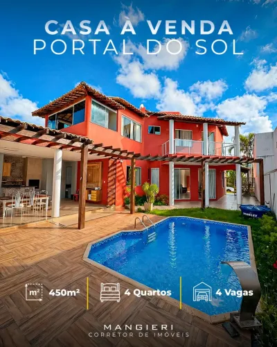 Casa à venda de 450m² com vista para o mar no Condomínio Portal do Sol