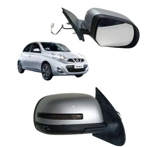 Retrovisor Elétrico Direito Nissan March 2012-2018 Com Seta