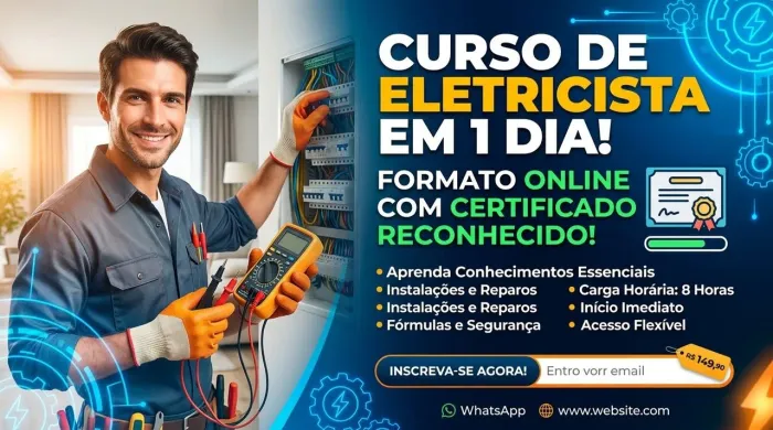 Seu certificado de eletricista em 24h por apenas 79,99