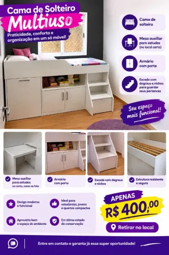 CAMA DE SOLTEIRO MULTIFUNCIONAL