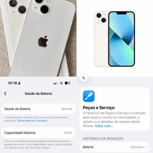 iPhone 13 512 gb branco estelar 100% Bateria