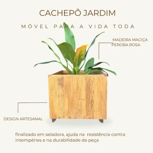 Cachepô Em Madeira Maciça 0,65x0,65x0,50m