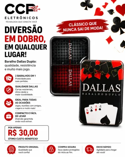 Baralho Duplo 108 Cartas De Plástico Dallas Na Lata
