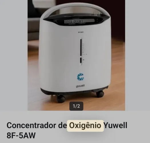 Concentrador de Oxigênio 5L/min Yuwell 8F-5AW 220V com Funções de Nebulização e Timer