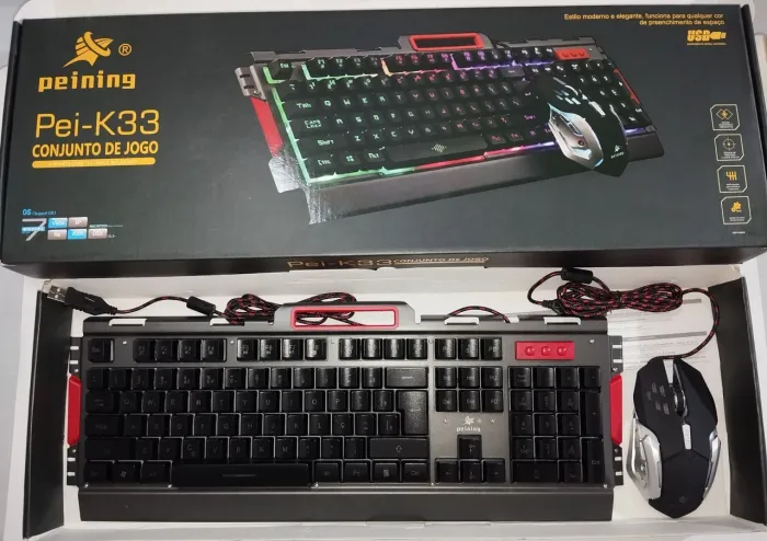 Teclado gamer + mouse gamer - Com LED da Peining