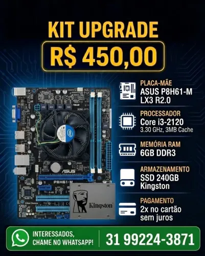 Kit Upgrade ASUS + Intel Core i3 + 6GB RAM + SSD 240GB