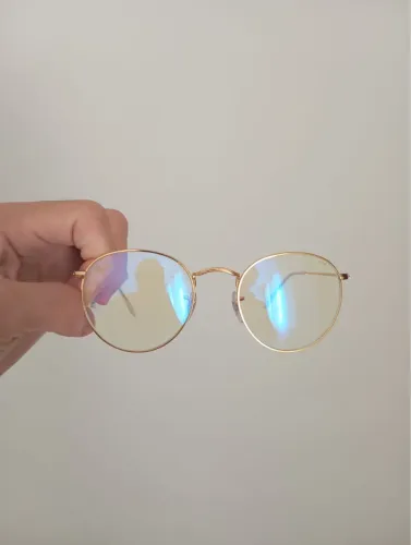 Ray ban: Round  Armação dourada com lentes evolve ( filtro blue , para telas sem grau) 