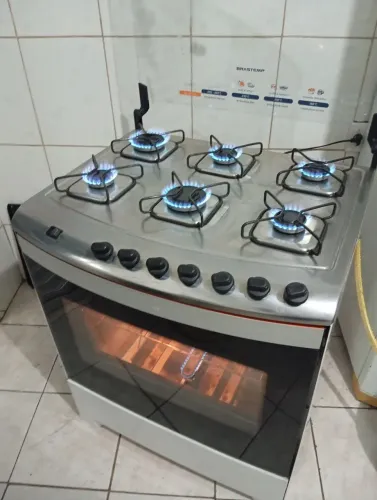 Fogão 6 Bocas Branco Semi Novo Tudo Funcionando Acendimento Automático Elétrico 