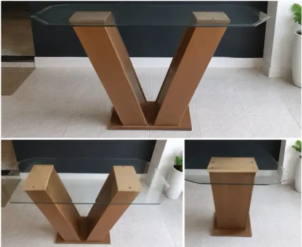 Mesa de Jantar MDF tampo de vidro
