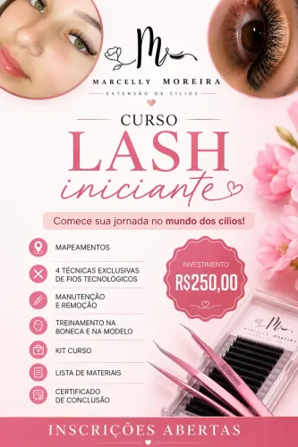 Curso de cílios R$250,00