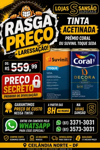 Tinta acetinada coral ou Suvinil LATA