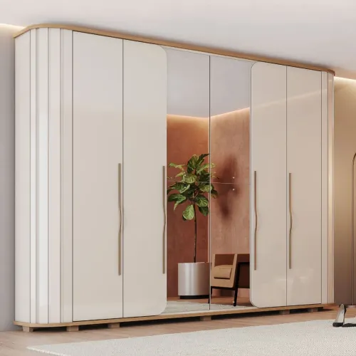 Guarda Roupa Premium Henn 06 Portas e 06 Gavetas com Espelho - Entrega Imediata