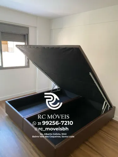 Cama Box Baú Super King 1.93x2.03 Bipartido com Pistão a Gás Blindado