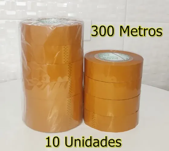 Kit Com 10 Fitas Adesivas Durex Larga 300m