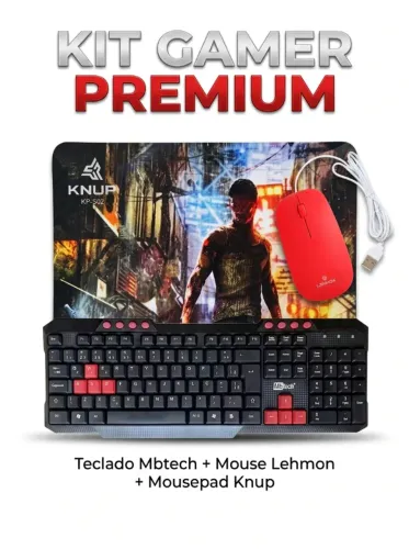 Kit Gamer & Office: Teclado MBTech K5 + Mouse Silencioso Lehmox + Mouse Pad Knup