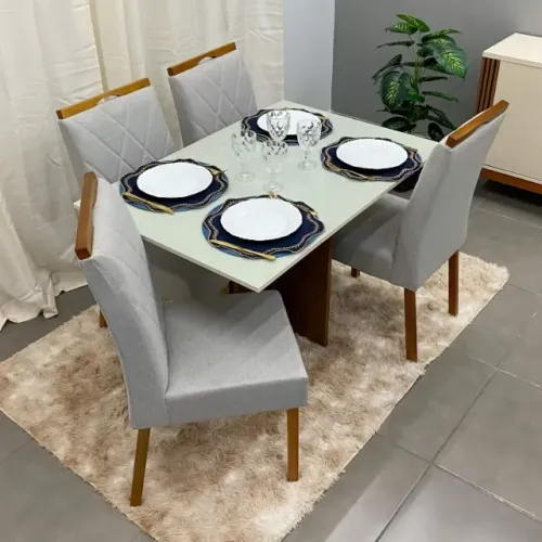 Mesa de Jantar Los Angeles Com 04 Cadeiras, Frete grátis, Pague na Entrega Cartão 12x!