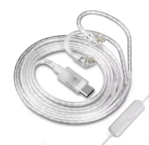 Cabo KZ USB-C c/ DAC 384kHz Banhado a Prata Premium