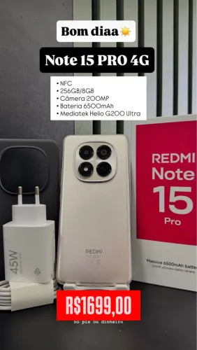 CELULAR REDMI NOTE 15 PRO 4G NFC 256GB +8GB RAM ENTREGA RÁPIDA GRÁTIS