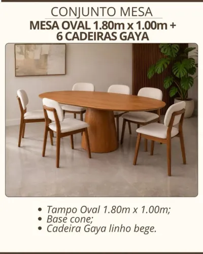 Conjunto de Mesa com 6 cadeiras Gaya 