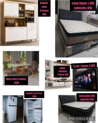 cama, painel, ar condicionado, tv, armário , geladeira 