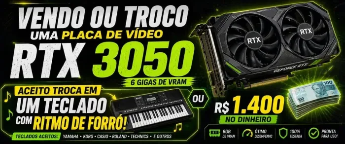 Troco por teclado musical ou vendo uma RTX 3050
