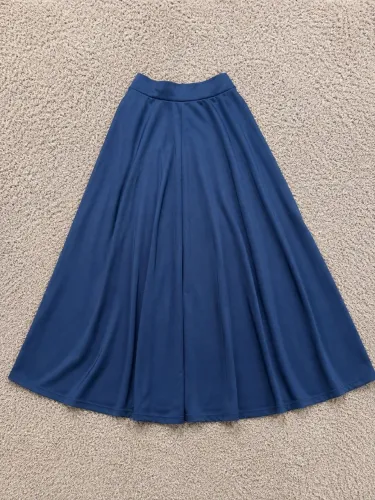 Saia Feminina Azul - Modelo Rodado e Fluido (Viscose)