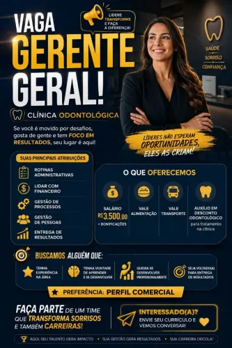 Vaga para gerente, com início imediato.