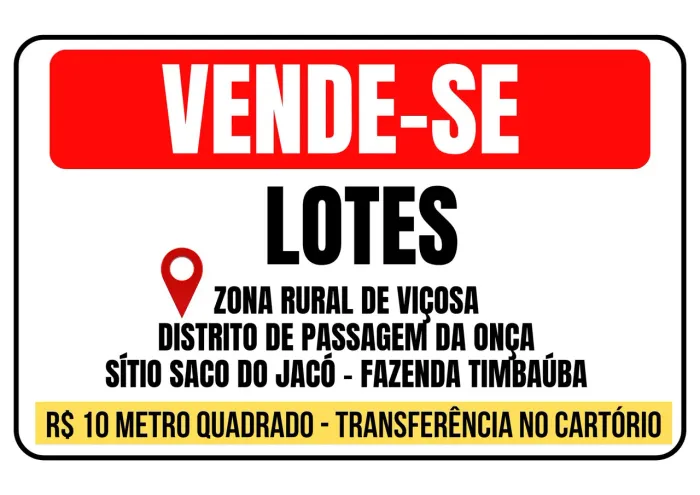 Lotes à venda entre os municípios de Viçosa e Granja.