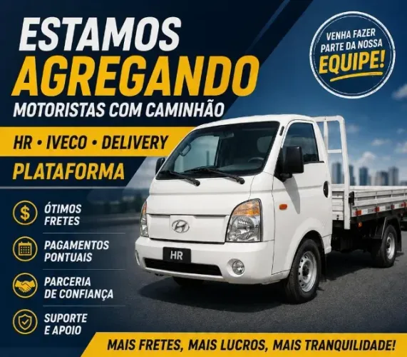 AGREGAMOS ULTILITARIO, CAMINHÃO PLATAFORMA VUC, IVECO, HR, DELIVERY.