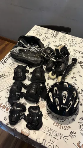  kit completo de patins inline preto 