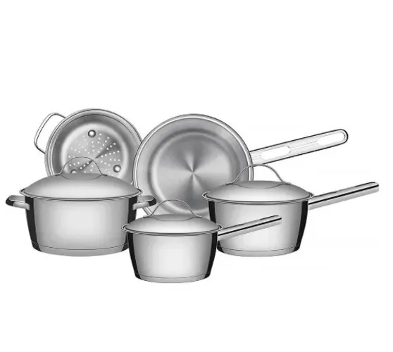 Lacrada! Jogo de Panelas de Aço Inox Indução Tramontina 5 Peças Allegra
