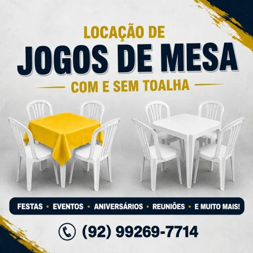 Locação de jogos de mesa c/ cadeiras