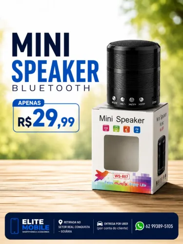 Mini Caixa de Som Bluetooth WS-887 USB FM Portátil