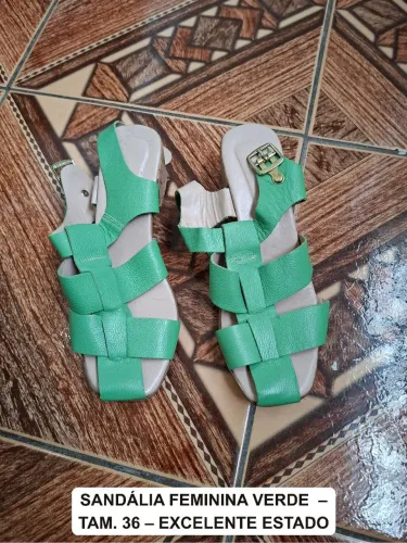 Sandália Feminina Verde - Tam. 36 - Excelente Estado