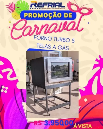 FORNO TURBO A GAS 5 TELAS USADO COM GARANTIA