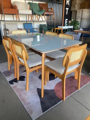 CONJUNTO DE MESA DUBAI COM 6 CADEIRAS DIANA