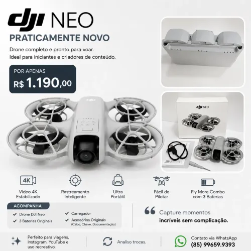 Drone Neo com 3 baterias super novo